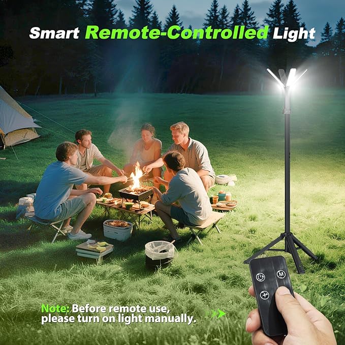 Camping Lights with Remote & Stand 6 Ft,14000 mAh Rechargeable Camping Lantern Tent Light, 6000 Lumen Magnetic Work Light,Portable Outdoor Light for Hiking,Camping,Emergency,Power Outages