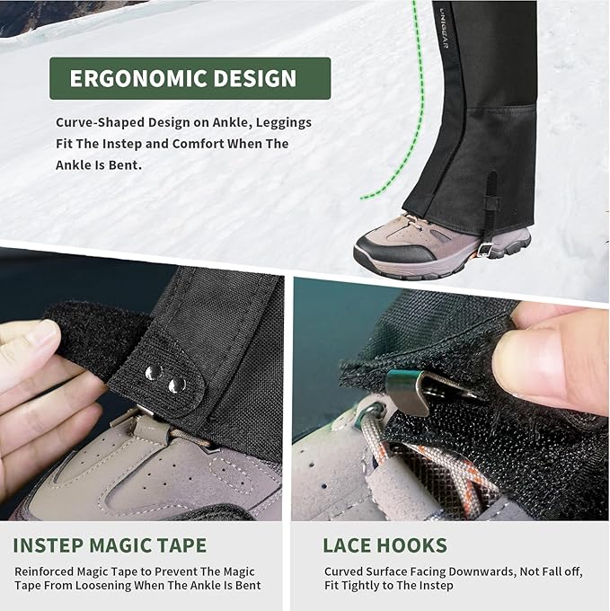 Unigear Leg Gaiters, 1000D Fabric Waterproof Boot Gaiters for Hiking Walking Climbing Hunting Skiing