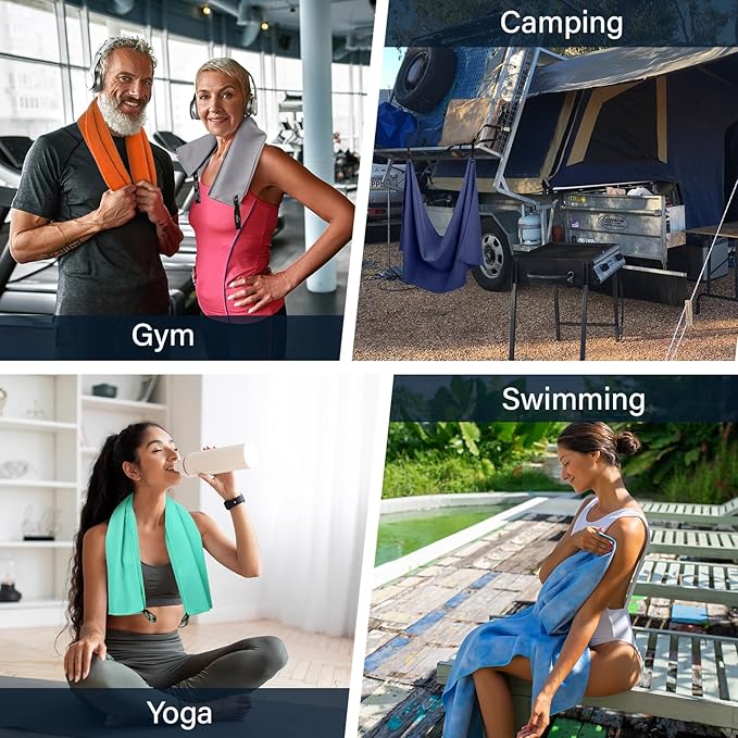 APEXUP Microfiber Travel Towel, Ultra Absorbent Quick Dry Towels, Lightweight Gym Sports Camping Towel for Workout, Yoga, Beach, Shower, Swimming (72"×40", Mint Color)