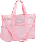 Fammart Mesh Beach Bag with Zipper, Large Beach Tote for Women, Toys Pool Swim Bag Travel Vacation Cruise Essentials