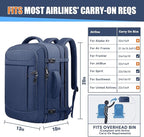 Travel Laptop Backpack, Expandable 40-50L Travel Backpack, 17.3 Inch Carry on Large Luggage TSA Flight Approved Laptop Bag, Multiple Pockets TSA Friendly Water Resistant Business Bag for Men, Blue