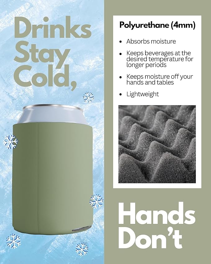 PartyPrints 100 Pack Champagne Blank Can Cooler Sleeves, Customizable Bulk Can Coolers, Extra-Thick Collapsible Drink Insulator Sleeve, Beer Can Coolers for Party Beverages
