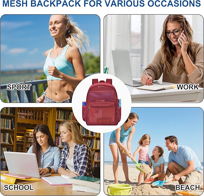 USPECLARE Heavy Duty Semi-Transparent Mesh Backpack，See Through College Student Backpack