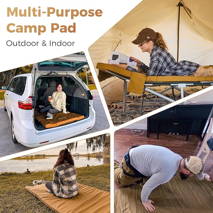 Kingcamp Comfort X 5 XXL Wide Perforated Memory Foam Cot Mattress, Portable Roll Up Camping Mattress Sleeping Pad, Twin Sleeping Mat with Roll Helper for Cot Mat Travel Tuck Tent Floor Guest Sleepover