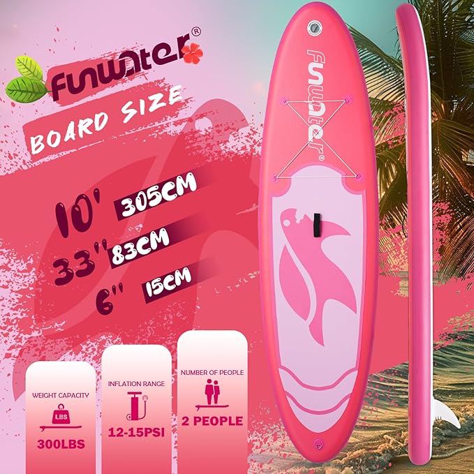 FunWater Inflatable Stand Up Paddle Board 10'/10'6"/11'/11'6" Paddle Board for Adults & Youth, Paddleboards Inflatable with Premium SUP Accessories, Wide Stable, Non-Slip Comfort Deck