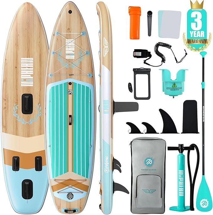 Niphean (Extra Large) Inflatable Paddle Board, SUP for 2+1 People/Family, Stand Up Paddle Board with (Beginner Friendly) StabilTrac Fin, Waterproof Phone Pouch, Paddle Boards for Adults, Gift Ideas