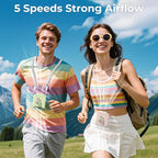 AMACOOL Portable Waist Fan Clip On, MAX 40H Runime, 10000mAh Rechargeable Wearable Shirt Fan with Light, 16000RPM Powerful 5 Speed Belt Fans Personal Cooling Fans for Outdoor Camping Travel (Pomelo)