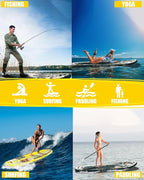 ABBOARD Inflatable Stand Up Paddle Boards - Extra Wide Fishing Paddleboard,Cool Design,Ultra Stable Standup SUP,5 Handles,15 D-Rings, Camera Mount,10L Dry Bag,100L Backpack, Youth/Adults