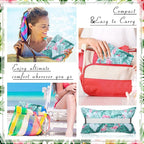 Inflatable Beach Pillow with Removable Cover Outdoor Pool Pillow Beach Chair Pillows for Sand Inflatable Camping Pillow for Travel Vacations, Tropical Flamingo