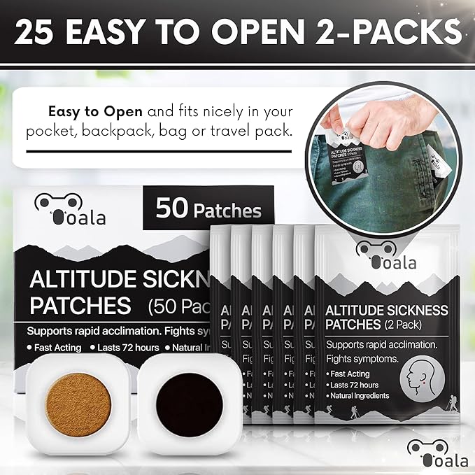 Altitude Sickness Prevention Patches | Supports Rapid Acclimation, Boosts Oxygen Intake, Fights Symptoms | Pack of 50
