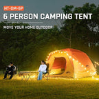Happy Travel Camping Tent, 4/6 Person Dome Tents for Camping with Rainfly, Waterproof Clip Easy Setup Portable Family Tent with Mesh Windows, 20% More Headroom Backpacking Tents for Camping & Hiking