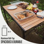 ALPS Mountaineering Overlanding Table, Aluminum Roll-Top with Wood-Look, Adjustable Height