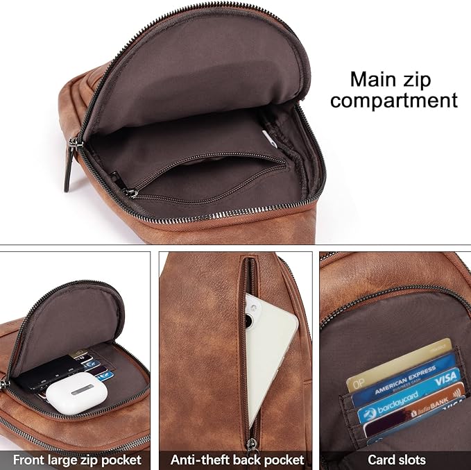 CLUCI Crossbody Bags for Women Men,Leather Sling Bag Cross Body Backpack for Woman Gifts for Women Birthday Unique