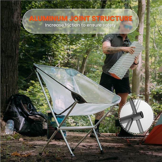 Ultralight Camping Chair, Portable Folding Backpacking Chair with FUll Aluminum Frame, Breathable Mesh, Compact Travel Hiking Chair, Heavy Duty 330 lbs Outdoor Folding Chair with Carry Bag