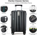 Hanke Expandable Hardshell Luggage Sets 3 piece Carry on Luggage with Wheels Suitcases Lightweight Checked Travel Luggage Rolling Large Suitcase Travel Luggage Bag Woman Men 20/24/29 Inch(Jet Black)
