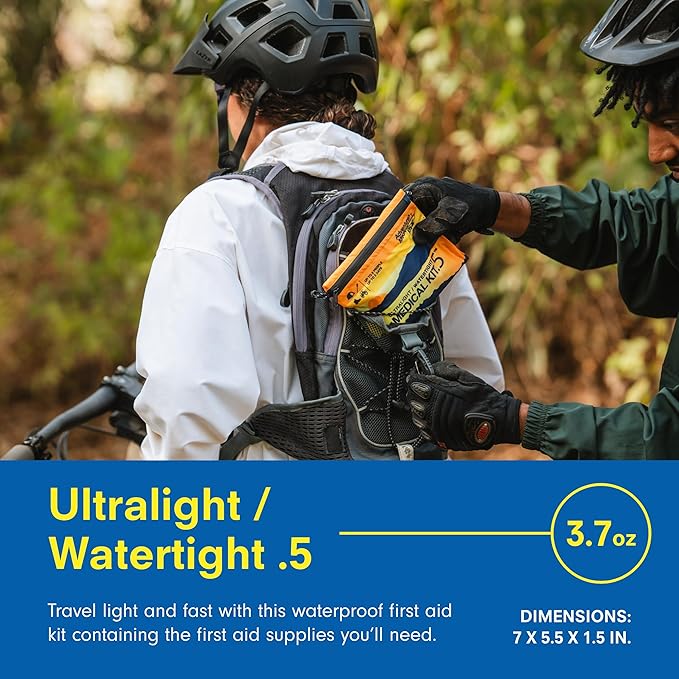 Adventure Medical Kit Ultralight/Watertight Medical Kit .5 - Up to 2 People, Up to 2 Days - Includes Bandages, Blister Essentials & More - Perfect for Hiking, Biking & Climbing