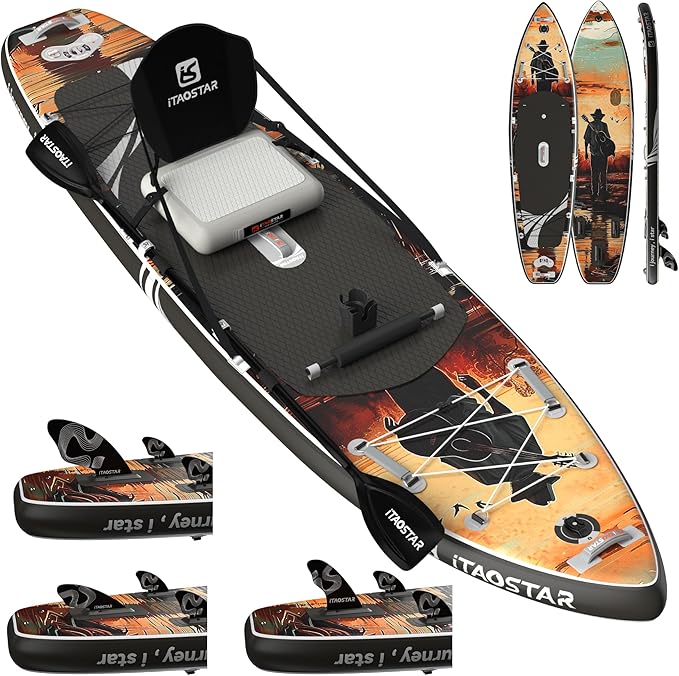 Novelty 11'6" x 35" Inflatable Stand Up Paddle Board with Seat- Stable SUP Board for Adults - Portable Paddleboard for Yoga, Surfing, Fishing - Includes Full Accessories Kit