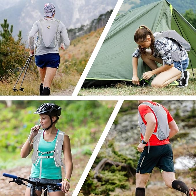 Hydration Backpack with 2L Water Bladder Bag, Lightweight and Breathable Running Vest for Men, Adjustable Chest Straps Water Pack for Cycling Hiking Climbing Outdoor