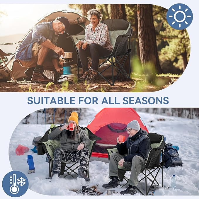 LILYPELLE Oversized Heated Camping Chair, Patio Lounge Chairs with 3 Heat Levels, Portable Folding Heated Chair Round Moon Saucer Folding Lawn Chair Outdoor Chair for Camping, Lounge Patio