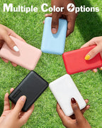 Miady 2-Pack 5000mAh Mini Portable Charger, 5V 2.4A USB-C Output Fast Charging Battery Pack Travel Small Power Bank Compatible with iPhone 16/15 Galaxy S24/S22 iPad Android etc (Cream Blue+ Pink)