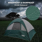 Camping Tent 4 Person, Waterproof Windproof Tent with Rainfly Easy Set up-Portable Dome Tents for Camping