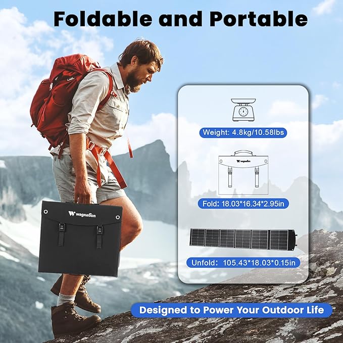 200 Watt Portable Solar Panel, Foldable Solar Panel Charger with Kickstands, QC3.0 USB-A USB-C & MC4 Output for Phone/Power Bank/Power Station, IP65 Waterproof for Camping Hiking RV Blackout