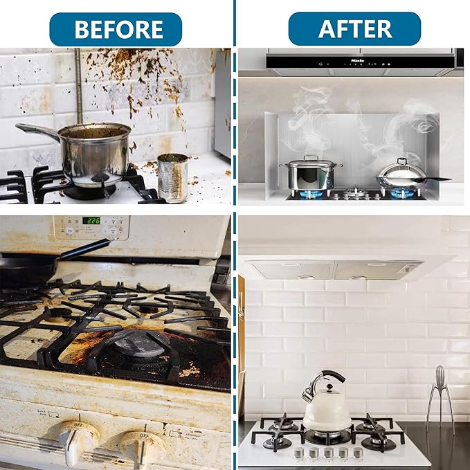 2 PCS Stove Grease Oil Splatter Guard | Range Backsplash Splatter Guard for Wall | 2 Sided Foldable Splash Shield Metal Panel Protector for Cooking, Stainless Steel, 18.1 X 15.7 X 15.7 Inches