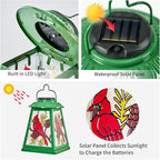 Solar Lantern with Shepherd Hook, Cardinal Hanging Solar Lantern Light, Outdoor Waterproof Glass Lanterns Metal Decorative for Garden Patio Yard Pathway, Gifts for Mom Women, Cardinal