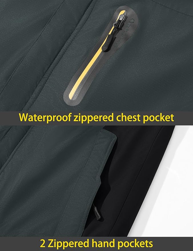 TACVASEN Men's Winter Ski Jacket Waterproof Snow Coats Snowboard Fleece Lining Jacket Warm Parka with Hooded