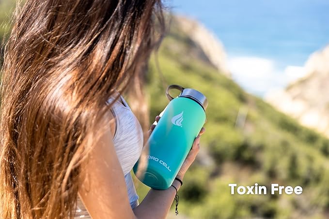 HYDRO CELL Stainless Steel Insulated Water Bottle with Straw - For Cold & Hot Drinks - Metal Vacuum Flask with Screw Cap and Modern Leakproof Sport Thermos for Adults (Mint/Green 40oz)