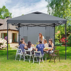 KAMPKEEPER 10x10 Pop Up Canopy Tent with Sidewall - Easy Setup Sun Shelter, Outdoor Shade with Vented Roof for Backyard | UV & Rain Portable Instant Camping Beach Canopy Tents (Dark Grey)