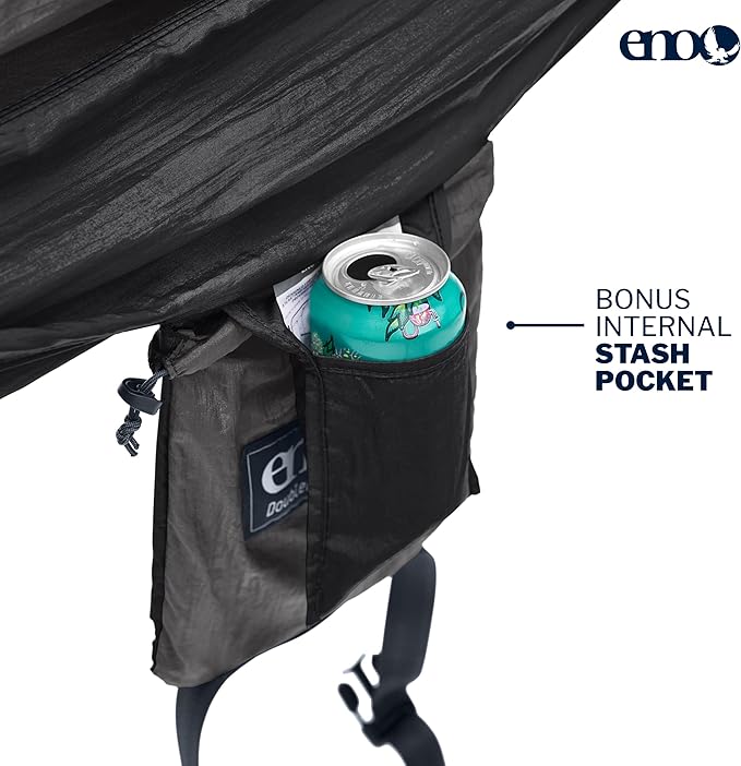 ENO DoubleNest Hammock - Lightweight, Portable, 1 to 2 Person Hammock - for Camping, Hiking, Backpacking, Travel, a Festival, or The Beach - Charcoal/Black