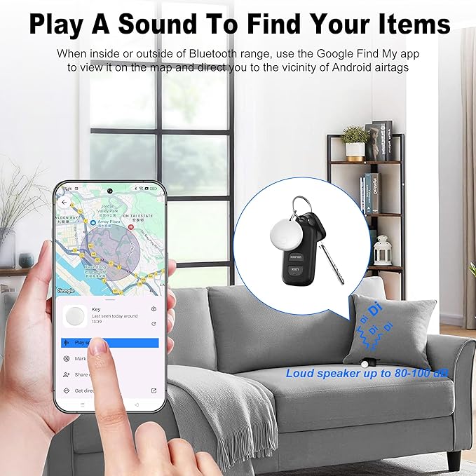 Air Tag for Android Air Tags-2 Pack Android（NOT for iOS） Bluetooth Tracker for Android Smart Tracking Tag for Google Find Hub Device App. Finder for Suitcase, Backpack, Purse,Keys, Luggage,etc.
