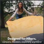 ECCOSOPHY Sand-Proof & Waterproof Picnic Blanket - 60x55, Lightweight, Compact, Ideal for Hiking, Camping, Festivals, Sports, Travel - Includes Bag & Stakes (Caramel)