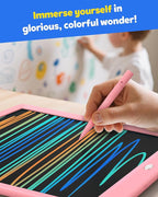TEKFUN LCD Writing Tablet for Kids, 10-inch Coloring Drawing Pad, Mess Free Doodle Board, Airplane Travel Toys for Boys and Toddlers, Road Trip Essentials, Gifts for 3 4 5 6 7 8 Year Old Girls (Pink)