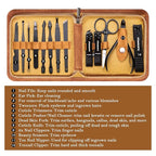 FAMILIFE Manicure Set, Professional Manicure Kit Nail Clipper Set Stainless Steel Pedicure Tools Kit with Leather Travel Case for Women Girl Men (Brown)