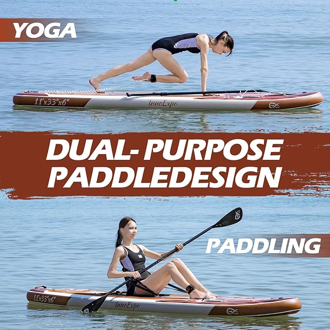InnoExpo 11' Inflatable Stand Up Paddle Boards with Premium Accessories, Wide Stable SUP Paddle Board Design, Non-Slip Comfort Deck for Youth & Adults