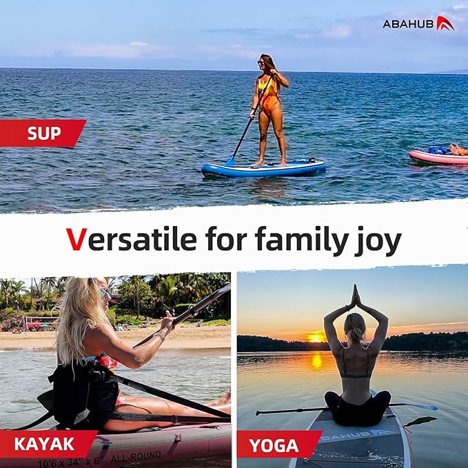 Abahub Inflatable SUP, Wide 10'6" x 31"/34" x 10'6" iSUP, Blue Standup Paddleboard with Adjustable SUP Kayak Paddle, for Yoga, Paddle Board, Kayaking, Surf, Canoe, Fishing
