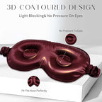 100% 22 Momme Mulberry Silk Sleep Mask, Eye Cover for Sleeping, Blackout 3D Sleep Masks for Lash Extensions with Adjustable Strap for Men and Women (Burgundy)