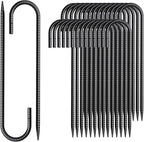 Rebar Stakes 12 Inch J Hook Ground Stakes Heavy Duty 30 Pack Chain Link Fence Stakes Galvanized Anchors Metal Tent Stakes for Wire Fencing Concrete Forming Trampolines Camping Canopies Shed Swing
