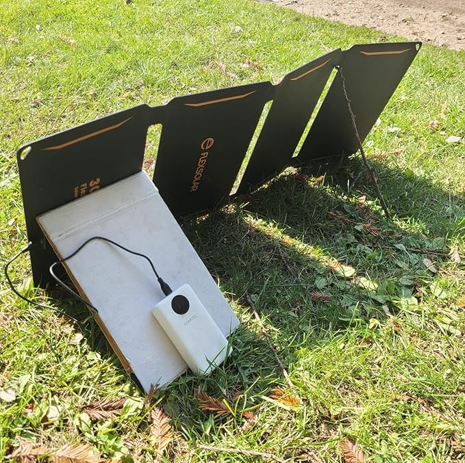 FlexSolar 30W Portable Solar Charger, ETFE Foldable Panel with QC3.0 18W USB-A/USB-C & IP67 Waterproof - Fast Charging for Phones, Tablets, Power Banks in Camping Hiking Outdoor