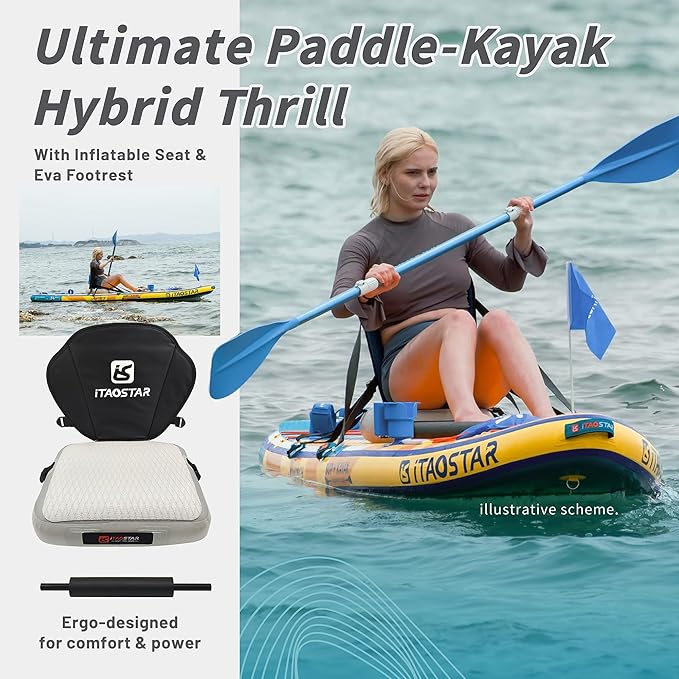 Wild 11'×36"/11'6"×34"/12'6"×33" Inflatable Paddle Board with Seat, One-Stop Premium SUP Board Gears, Tailored 5 Fins, Stable Inflatable Stand Up Paddle Boards for Youth/Adults of All Levels