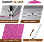 EAGLE PEAK 8x8 Slant Leg Pop-up Canopy Tent Easy One Person Setup Instant Outdoor Beach Canopy Folding Portable Sports Shelter 8x8 Base 6x6 Top (Pink)