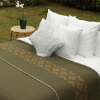 Thick Alpaca Wool Blanket Heavyweight Camping Outdoors Indoors Soft Peru Queen Size Ethnic Design (Olive Green - Soft Camel, Queen)