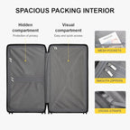 LEVEL8 Trunk Luggages, 28 Inch Luggage with Spinner Wheels, Luminous Textured Checked Large Hard Shell Lightweight with Tsa Lock, Navy