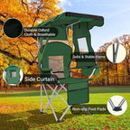PLKO Camping Chairs with Canopy, Portable Quad Lawn Chair for Adults, Folding Recliner Chair with Cup Holder Outdoor Events and Shade- Support 330 LBS
