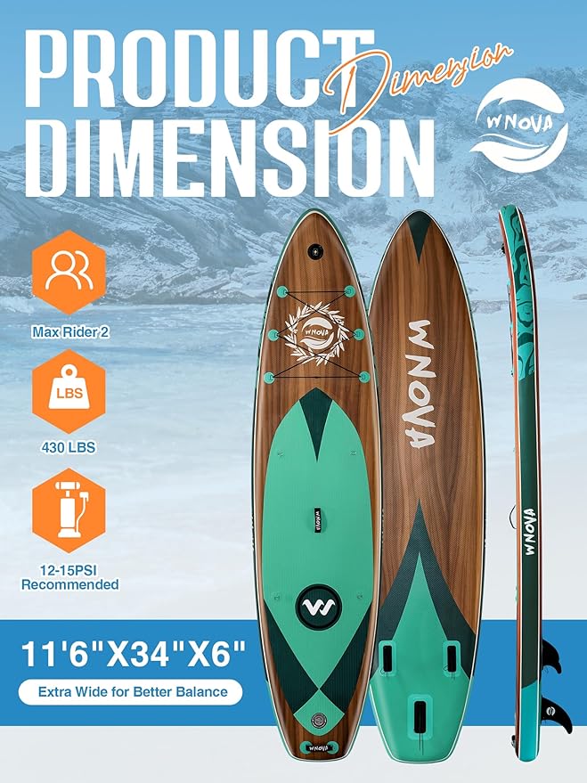 11'6"x35" Extra Wide Stand Up Paddle Board Inflatable for All Levels, 430LBS Capacity SUP Paddleboard with Complete Accessories, Double Acton Pump, Blow Up Paddle Board for Family