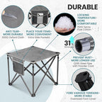 FUNDANGO Folding Camping Stool, 18.1 Inch Oversized Foot Stools 400 Lbs Heavy Duty Portable Padded Seat Anti-Slip Foots & Carry Bag for Fishing Outdoor Lawn Travel (Grey)