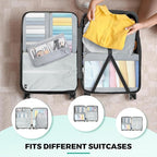 Compression Packing Cubes for Travel Expandable Mesh Packing Organizer Waterproof Portable Luggage Organizer Business Vacation Luggage Organizer-Gray 8 Pcs