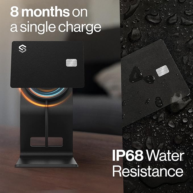 SPOTMINDERS Mens Valentines Day Gifts for Him Apple MFi Certified Credit Card Wallet Tracker PRO (iOS Only) 0.07in Works with Apple Find My Rechargeable Tracking Card IP68 Slim Passport Item Finder